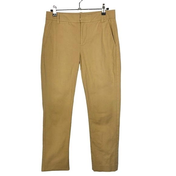 Vince Coin Pocket Cropped Flat Front Chino Khaki Pants 2 - Picture 2 of 4